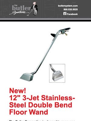 New! 12" 3-Jet Stainless-Steel Double Bend Floor Wand